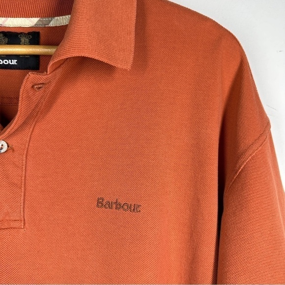 Barbour Mens Classic Cotton Polo in Burnt Orange XL - Picture 2 of 10